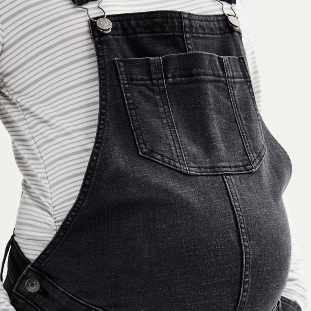 Sonoma Maternity NWT Black Denim Overalls Size XL - Picture 4 of 7